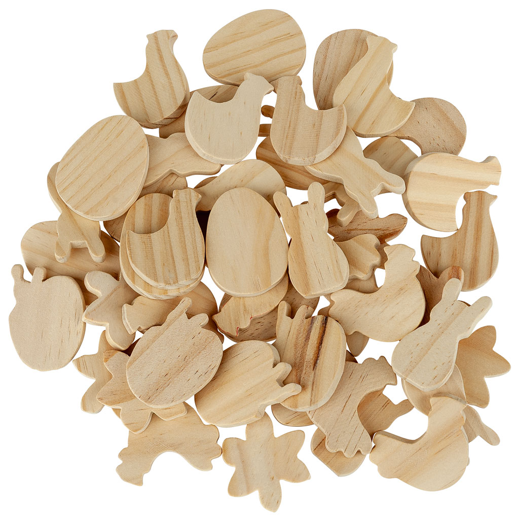 Holzfiguren aus Massivholz, 48 Stück Holzfiguren aus Massivholz, 48 Stück