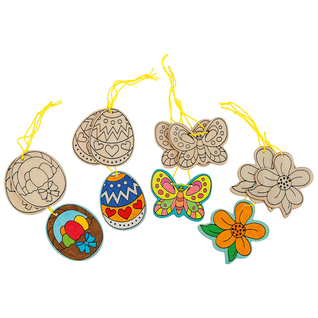 Osteranhänger aus Holz, blanko, 12er-Set