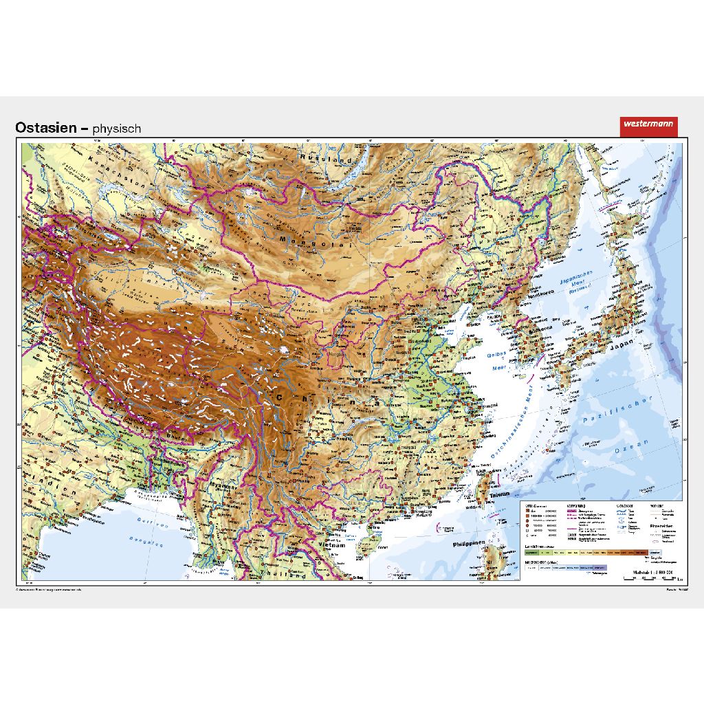 Westermann Wandkarte Ostasien physisch/politisch