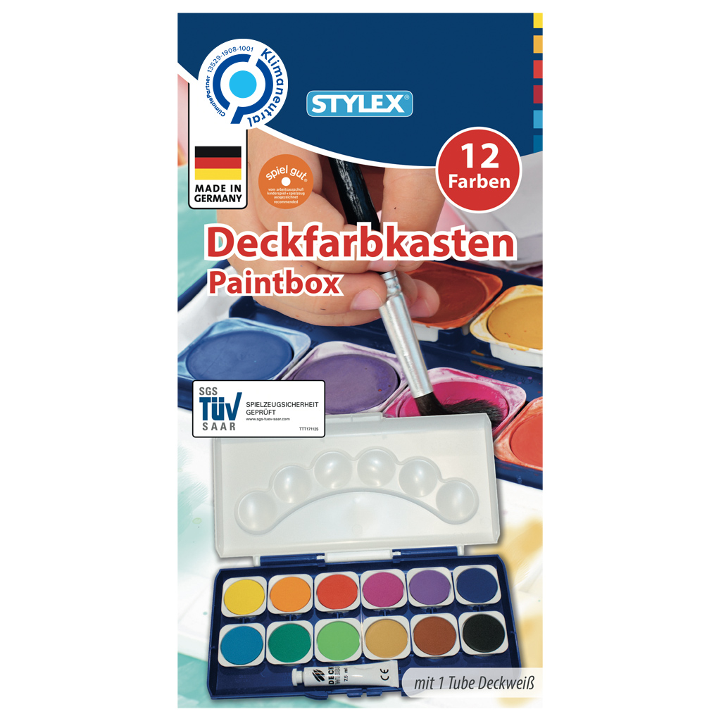 Deckfarbkasten mit 12 Farben