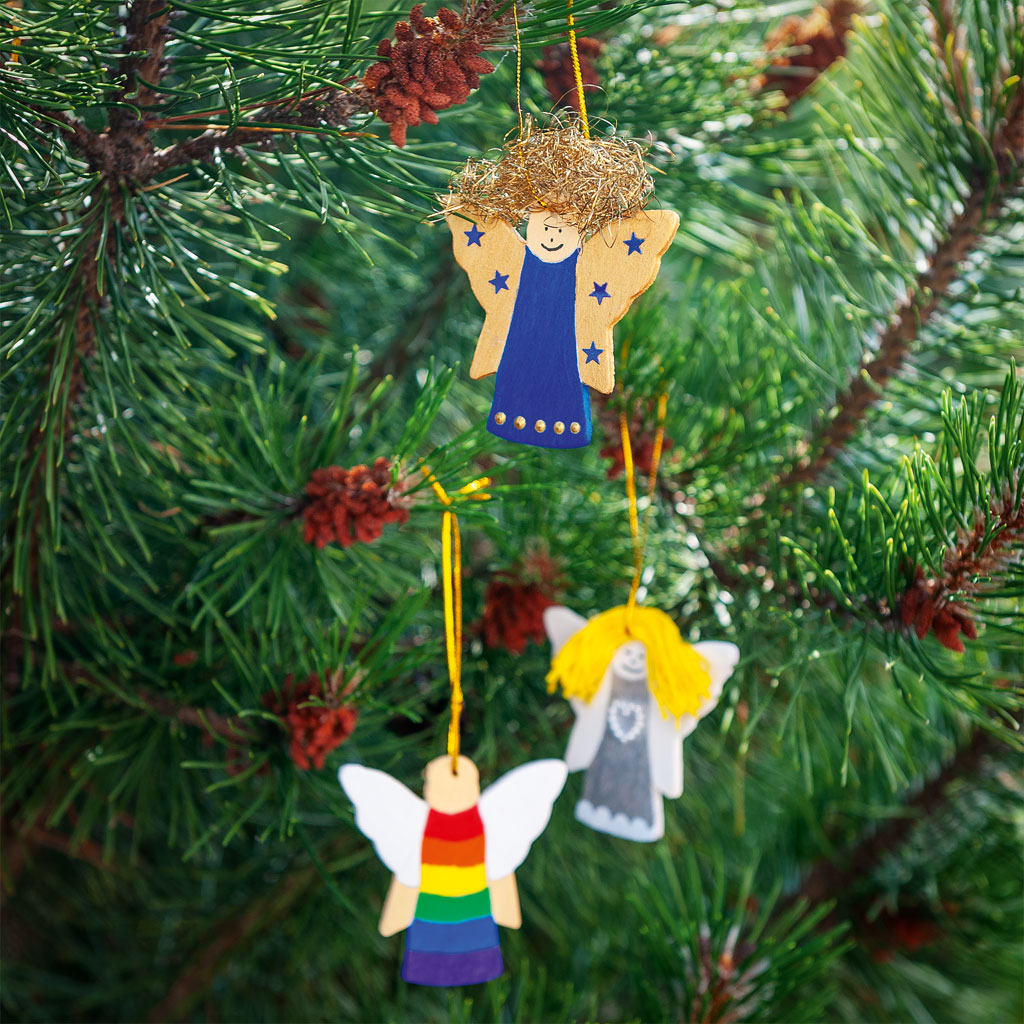 Holzanhänger Engel, blanko, 6 Stück