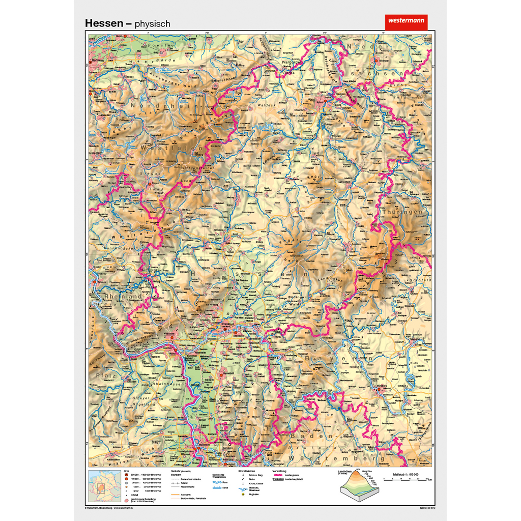 Westermann Wandkarte Hessen physisch/politisch