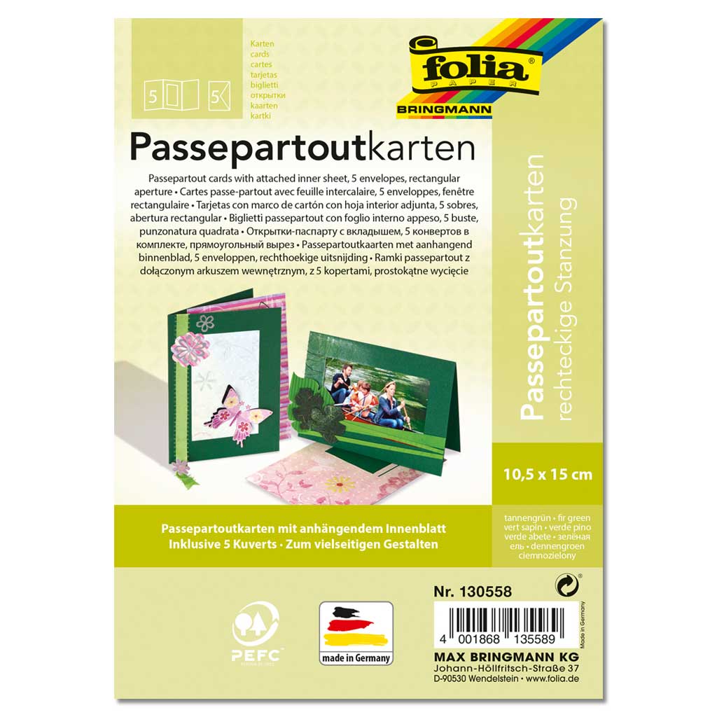 Passepartout-Karten, rechteckige Stanzung, 5 Stück