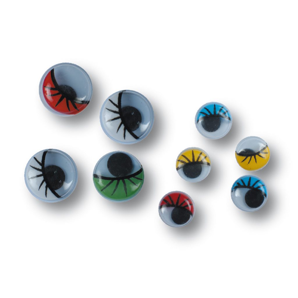 Wackelaugen mit Wimpern, bunt, 100 Stück