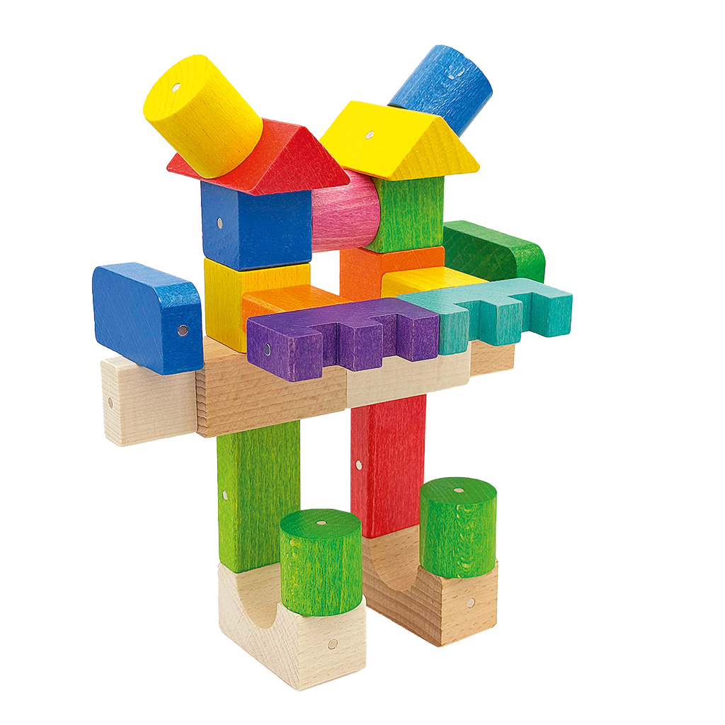Kooglo Holzbausteine Farbig und Natur, magnetisch