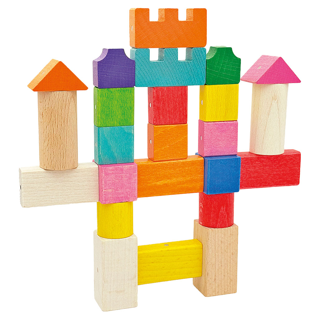 Kooglo Holzbausteine Farbig und Natur, magnetisch