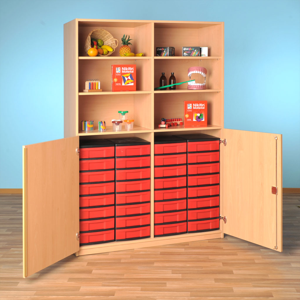 Modulus® Halbtüren-Schrank mit 2 Türen und Mittelwand, 6 Ablageböden