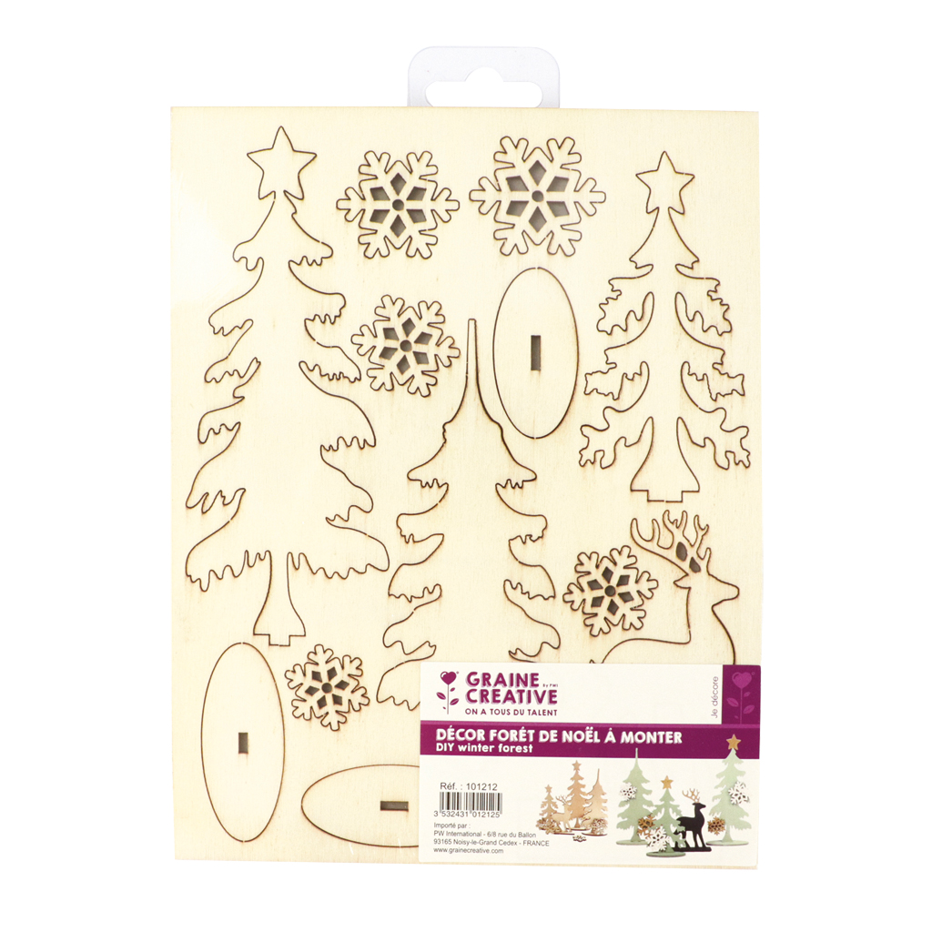 Blanko-Holzfiguren Winterwald zum Selbstgestalten, 13-teilig