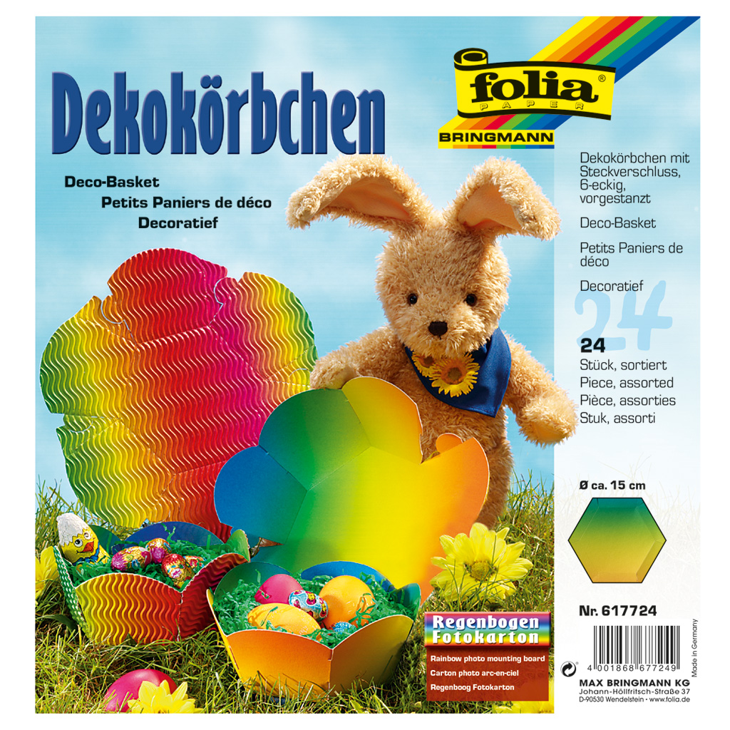 Osternestchen/Geschenkkörbchen aus Regenbogenkarton, 24 Stück