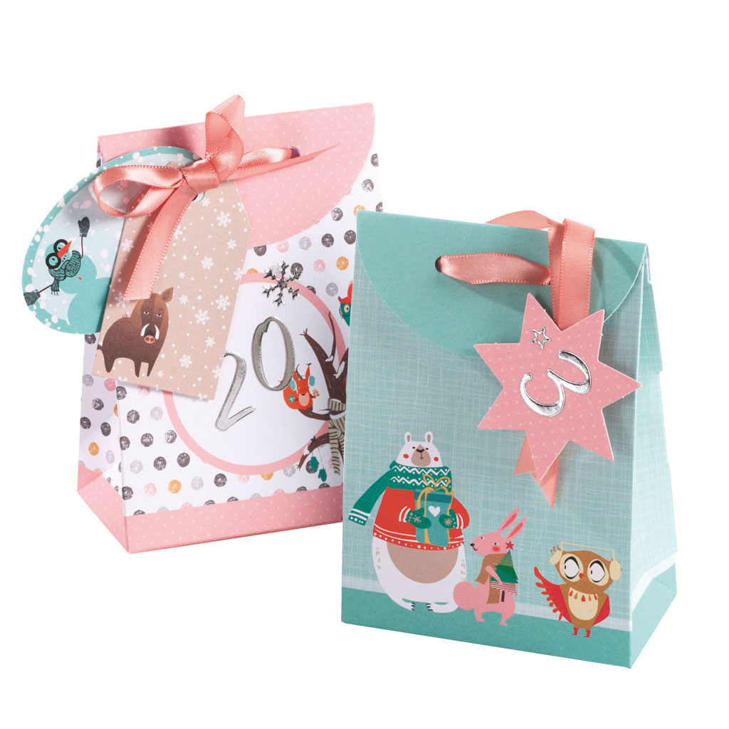 Folia® Adventskalender Geschenktaschen Pastell, 26 Teile