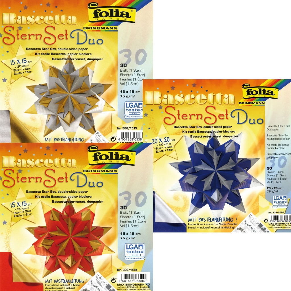 Folia® Bascetta Stern-Bastelset Duo, 75 g/m², Ø 30 cm