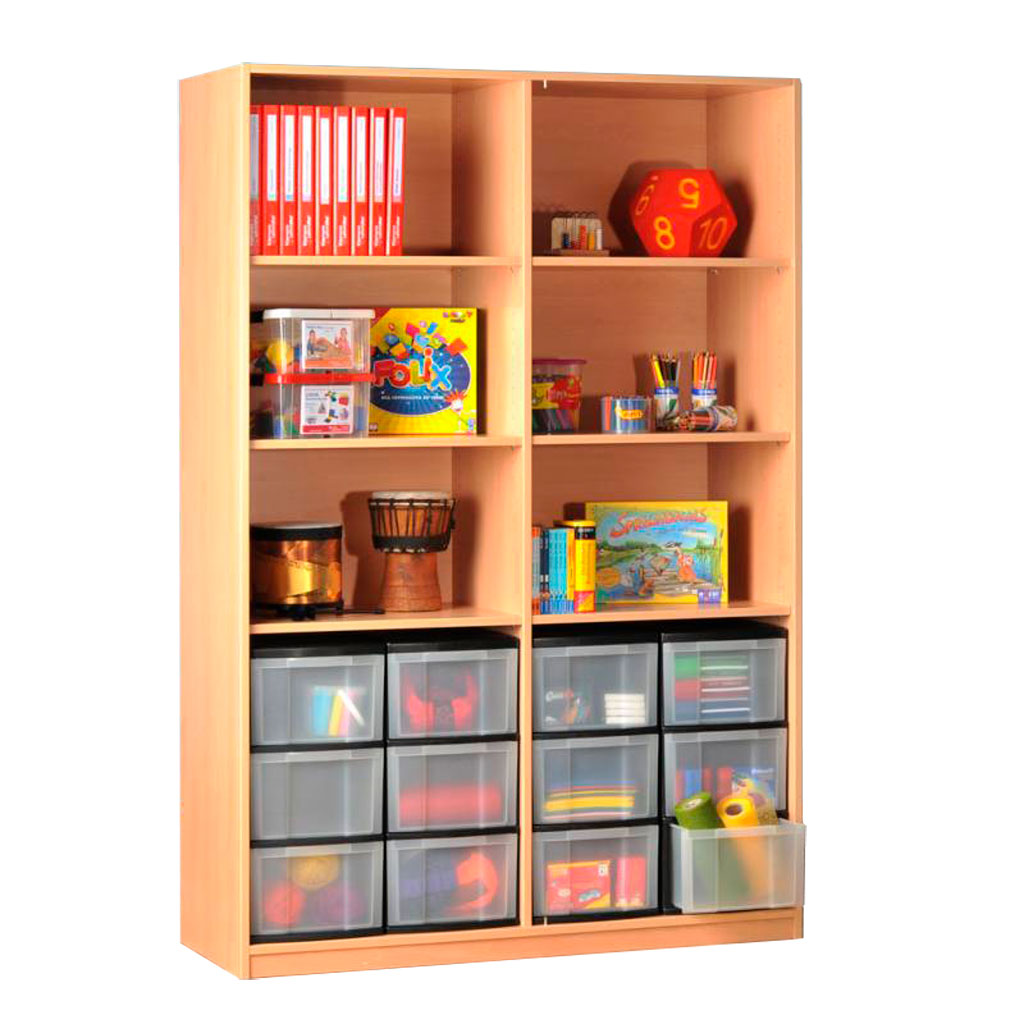 Modulus® Klassenraum-Regal mit Mittelwand, 4 Böden verstellbar Modulus® Klassenraum-Regal mit Mittelwand, 4 Böden verstellbar