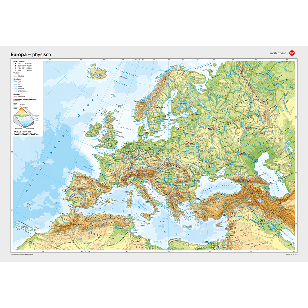 Westermann Posterkarte Europa, physisch Westermann Posterkarte Europa, physisch
