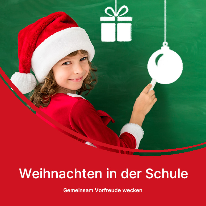 Banner mit Kind an der Tafel zu Weihnachten