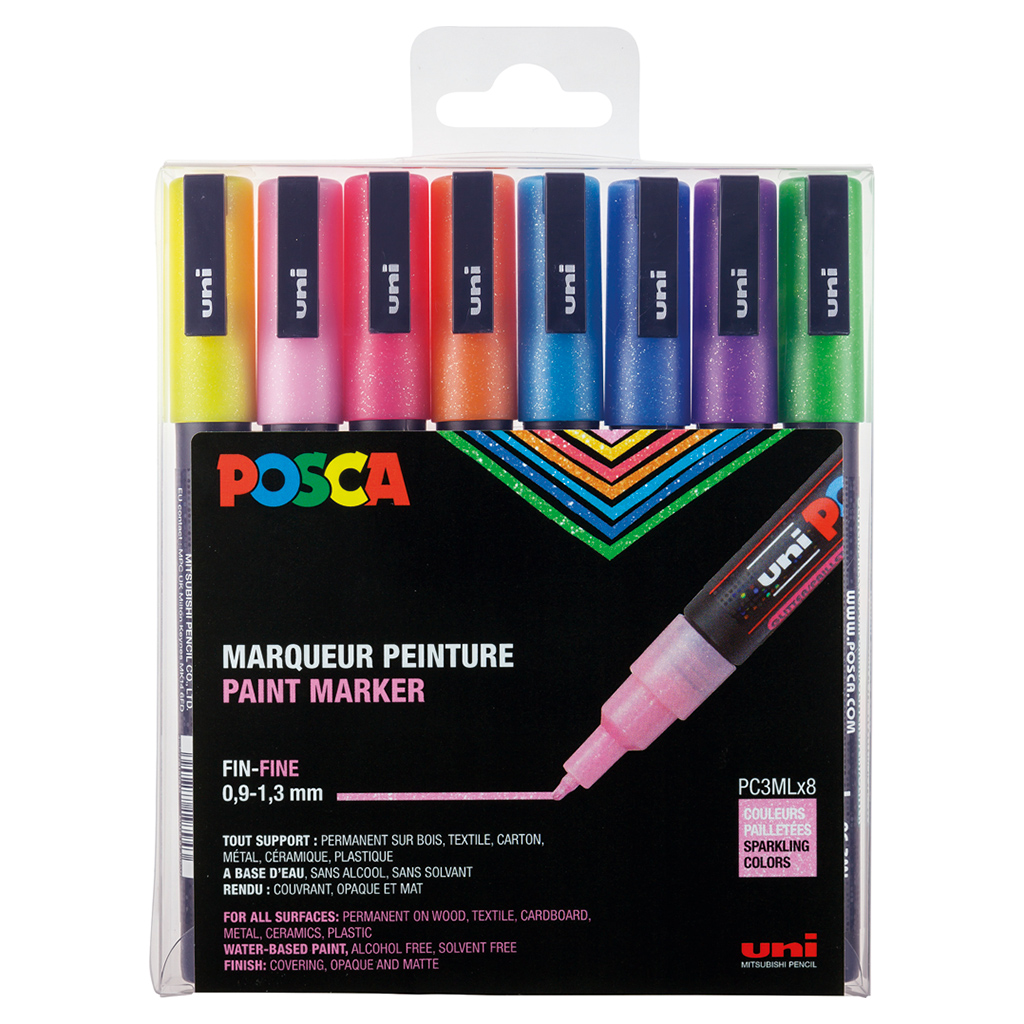 POSCA Glitterfarben, 8er-Set-Bild Auf diesem Bild ist das Produkt mit der Art.Nr.: W-93697 zu sehen