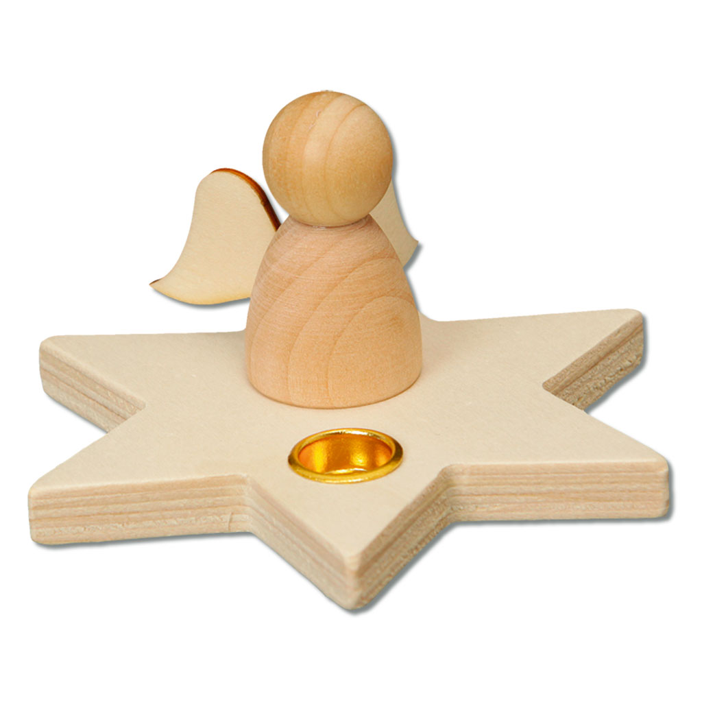 Kerzenhalter Engelchen aus Holz, blanko
