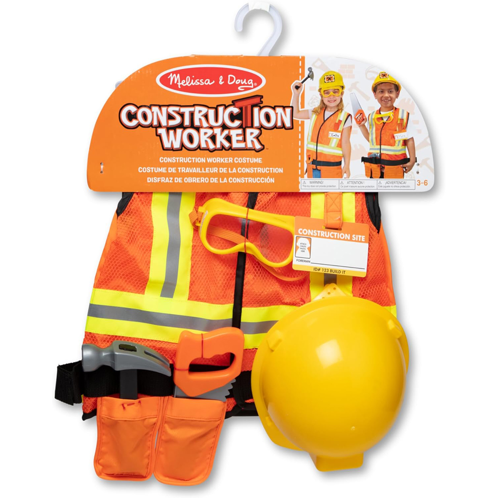 Melissa & Doug Bauarbeiter-Kostüm, 6-teiliges Set