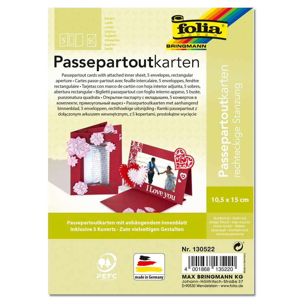 Passepartout-Karten, rechteckige Stanzung, 5 Stück