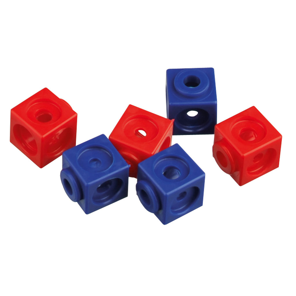 Steckwürfel – 100 Stück rot und blau gemischt