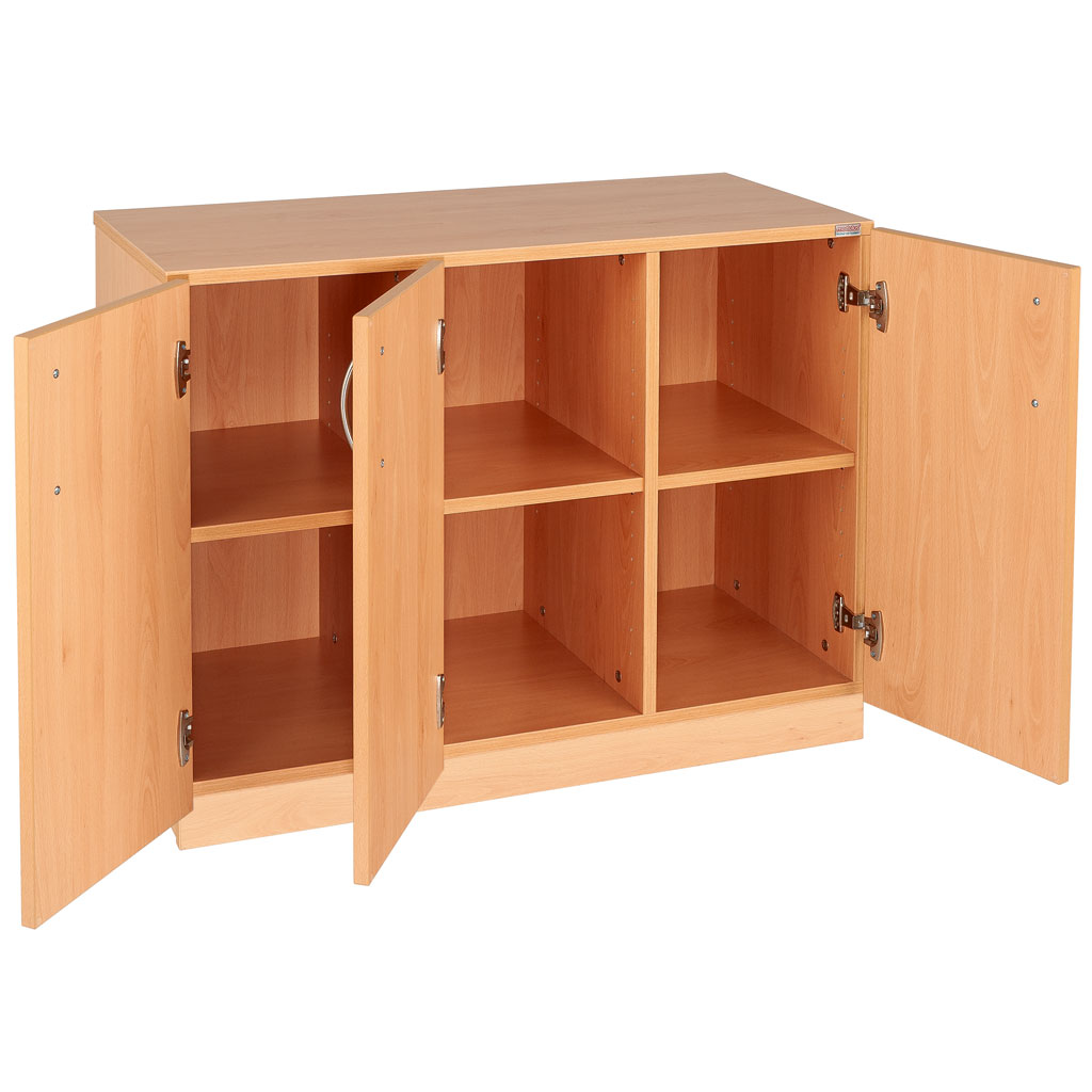 Modulus® Klassenzimmer-Regal mit Türen, 3-reihig, fahrbar oder feststehend