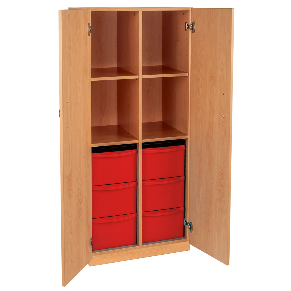 Modulus® Hohes Klassenzimmer-Regal mit Türen, 2-reihig, fahrbar oder feststehend