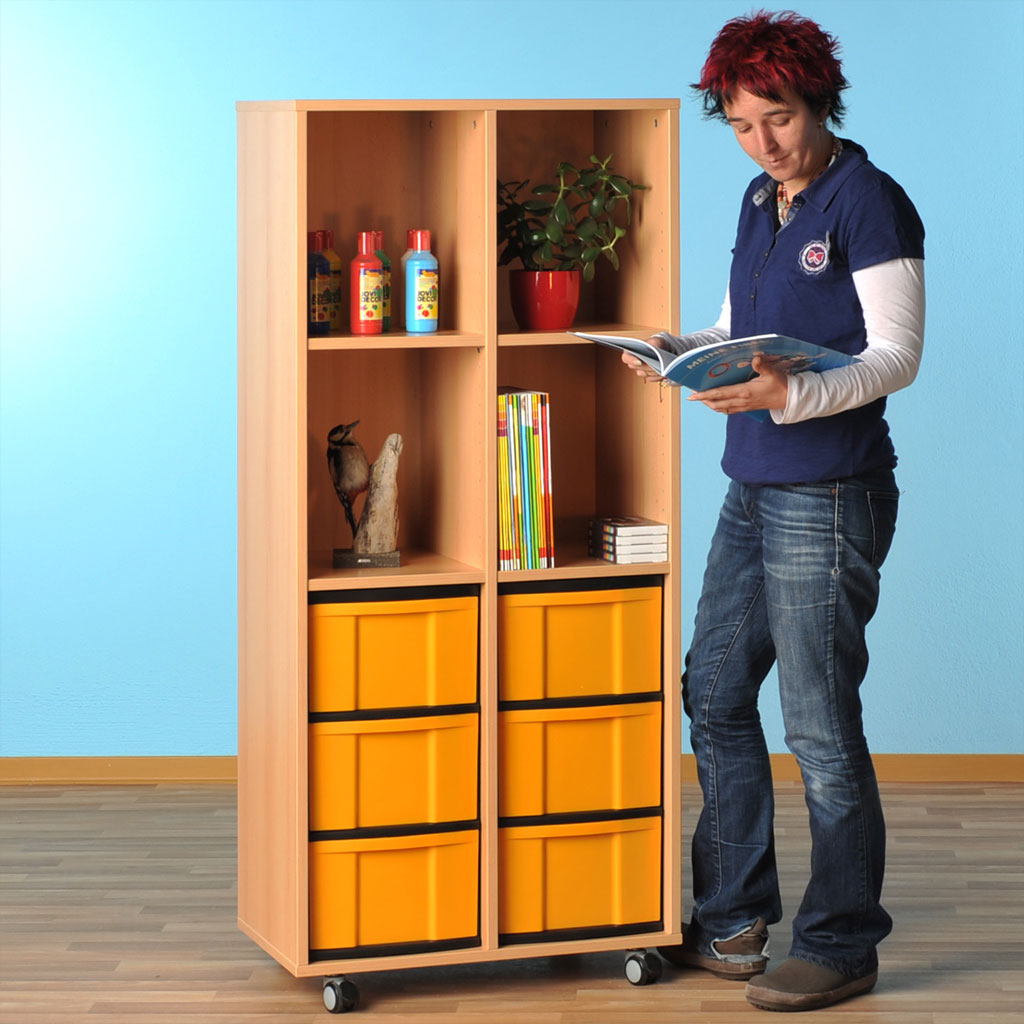 Modulus® Hohes Klassenzimmer-Regal, 2-reihig, fahrbar oder feststehend