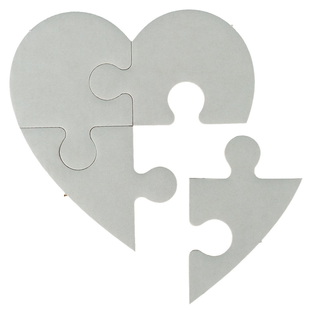 Herz-Puzzle, blanko, 12 Stück