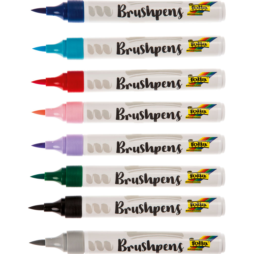 Folia® Brush Pens, 8er-Set-Bild Auf diesem Bild ist das Produkt mit der Art.Nr.: W-93120 zu sehen