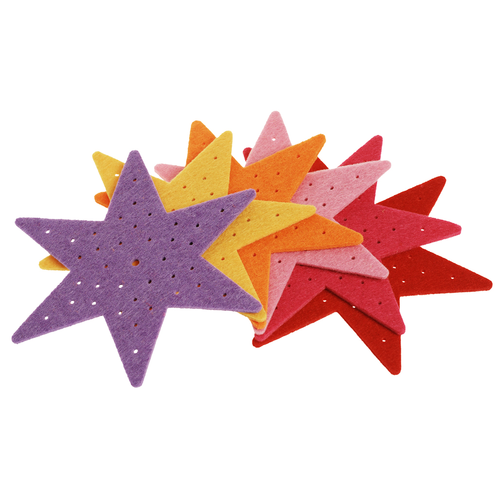 Filzanhänger Stickstern, 6er-Set