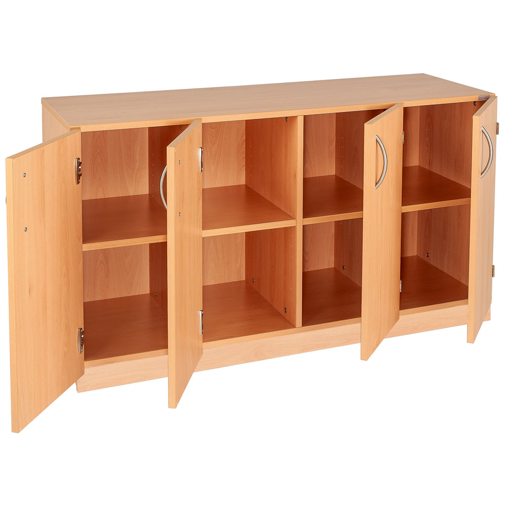 Modulus® Klassenzimmer-Regal mit Türen, 4-reihig, fahrbar oder feststehend