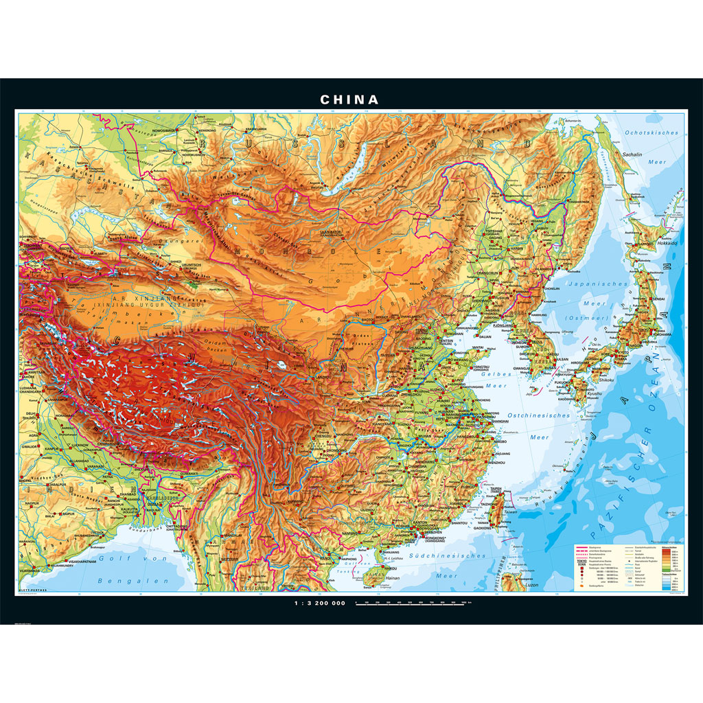 Klett Wandkarte China physisch