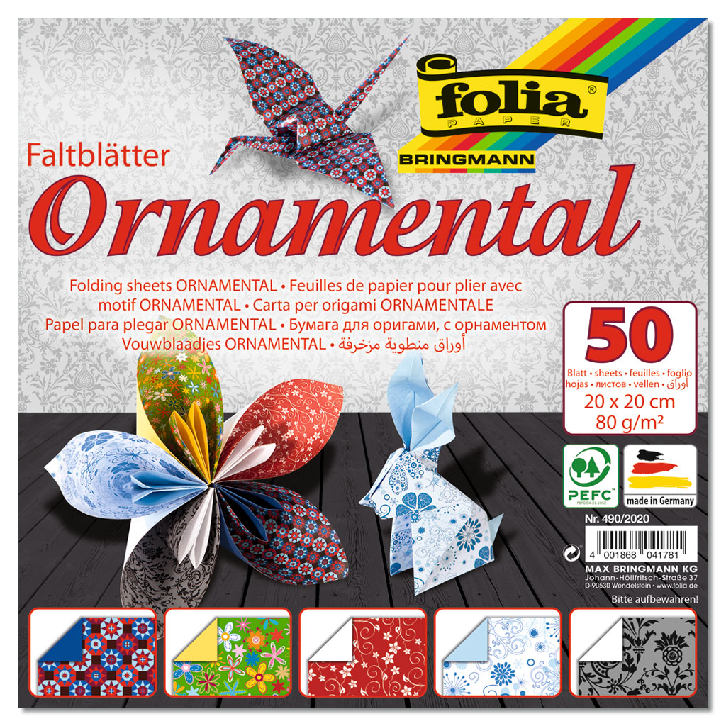 Folia® Faltblätter Ornamental 80 g/m², 50 Bogen