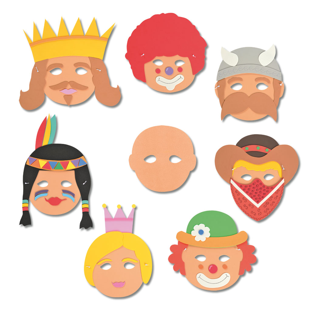 Faschingsmasken-Set, 7 Masken