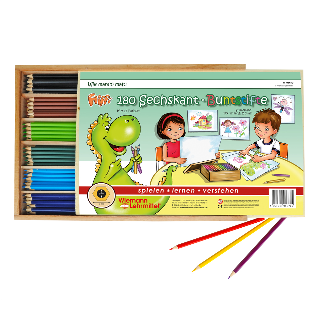 tempbuntstifte_wiemann_lehrmittel_91670a Flippi® Sechskant-Buntstifte