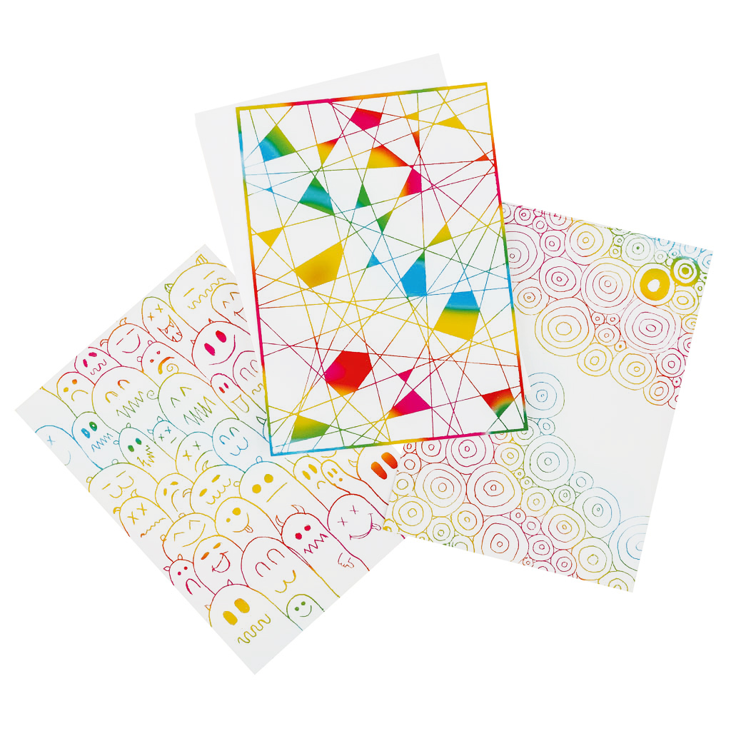 Scratch Art® Kratzpapier, 50 Blatt, Weiß mit Regenbogenfarben