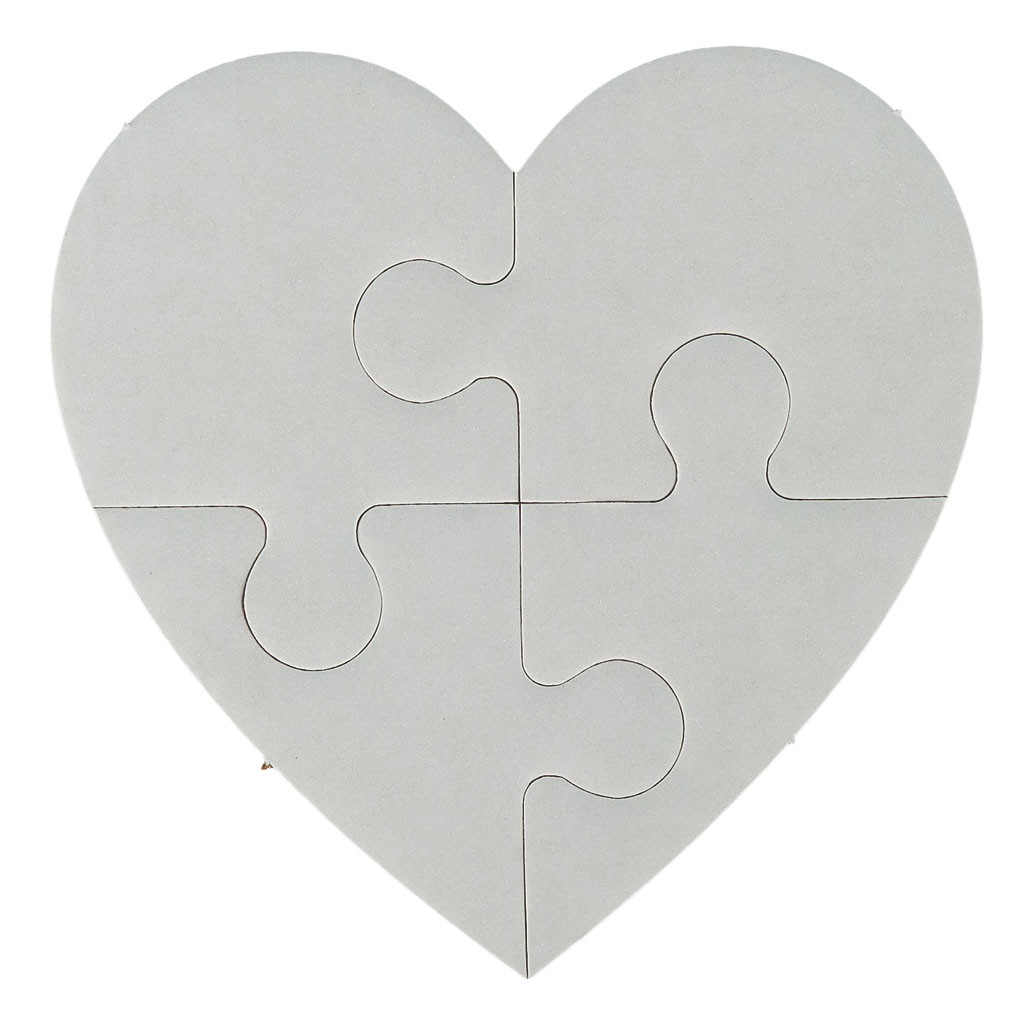 Herz-Puzzle, blanko, 12 Stück