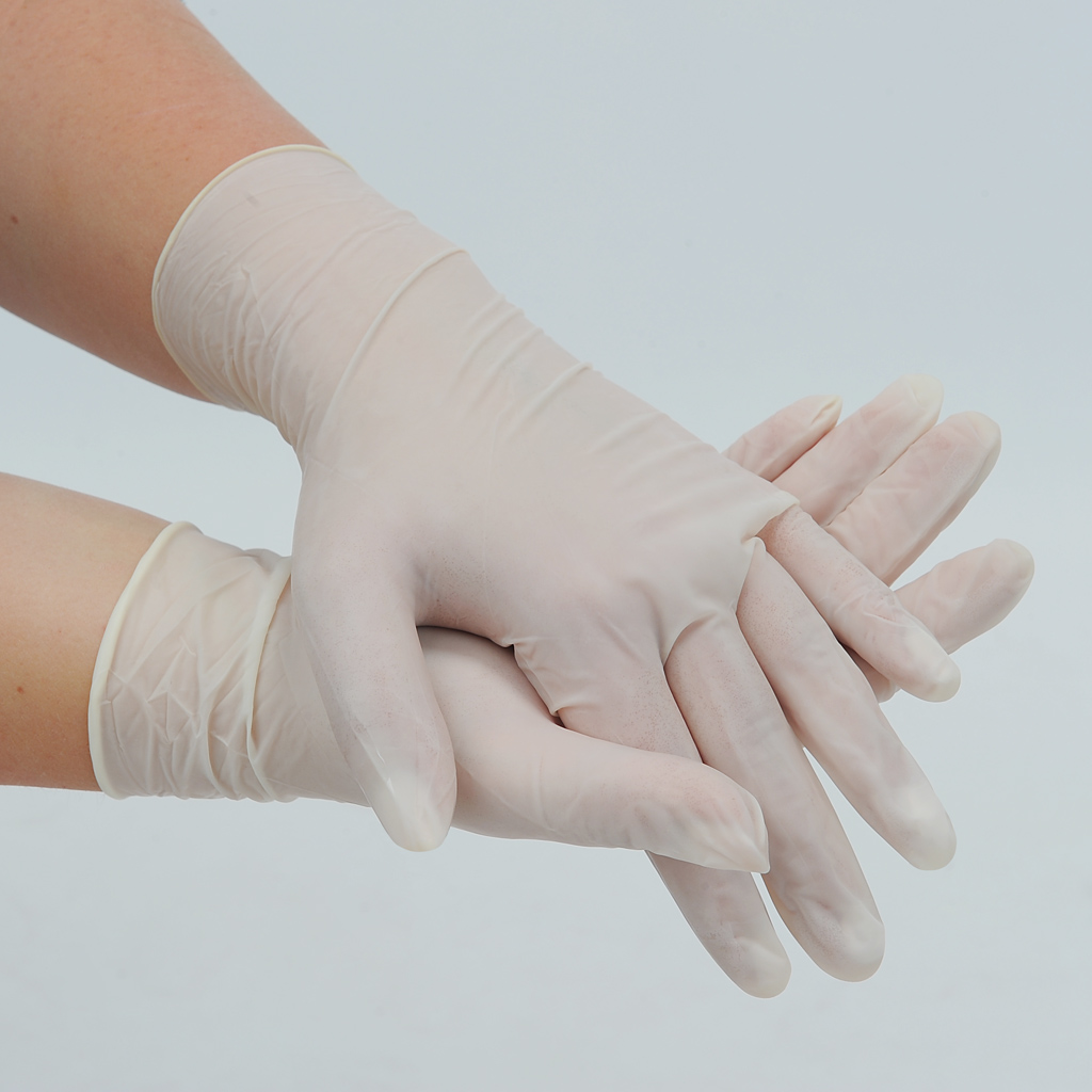 Einmal-Schutzhandschuh aus Latex, in 2 Größen