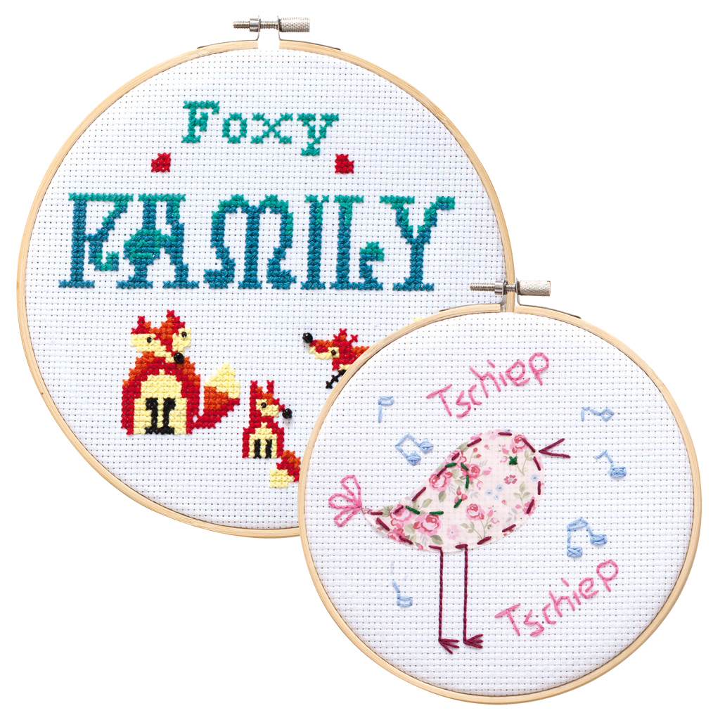 Stickrahmen, 2 Stück, inkl, 1 Bogen Aida-Stoff-Bild Auf diesem Bild ist das Produkt mit der Art.Nr.: W-91770 zu sehen