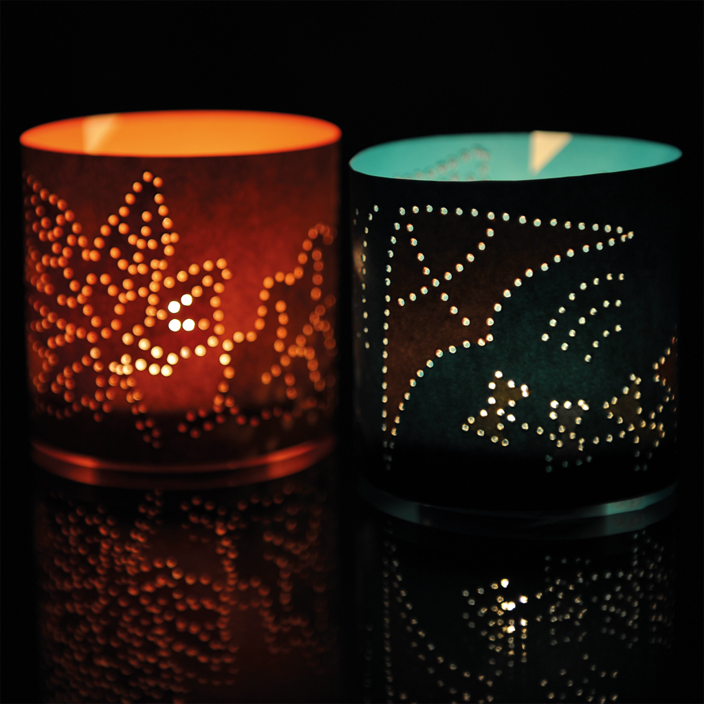 Prickellichter Bastelbogen Herbst, Windlichter Prickellichter Bastelbogen Herbst, Windlichter