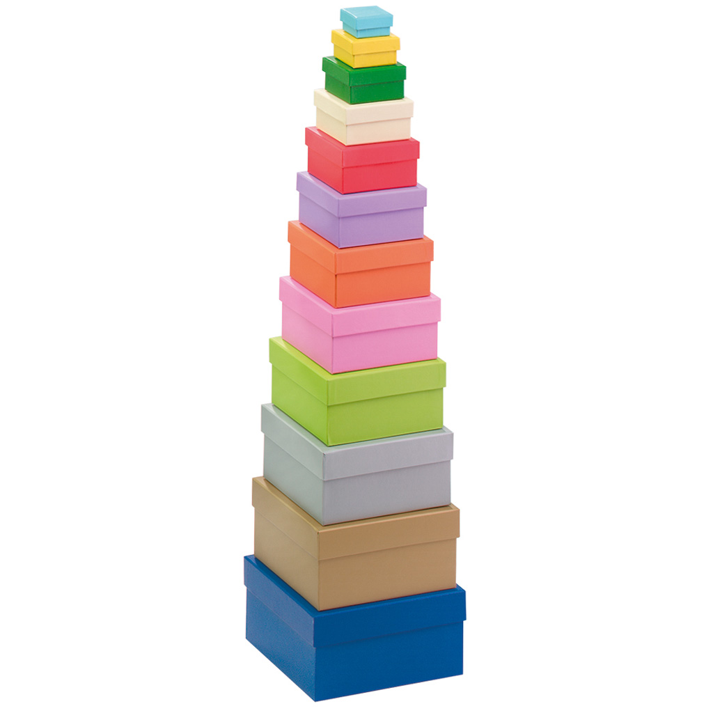 Folia® Blanko-Geschenkboxen, eckig, 12 Stück, Bunt