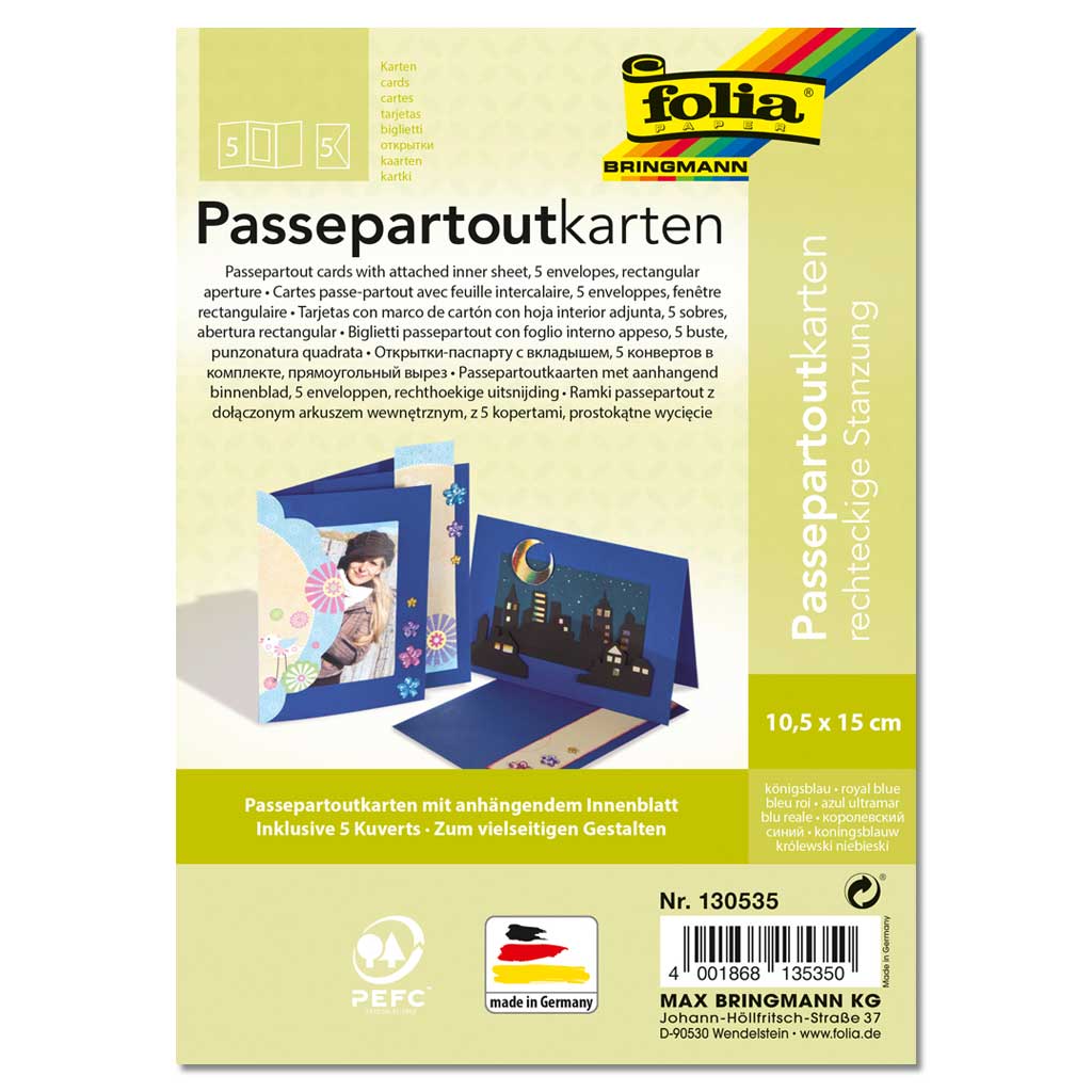 Passepartout-Karten, rechteckige Stanzung, 5 Stück