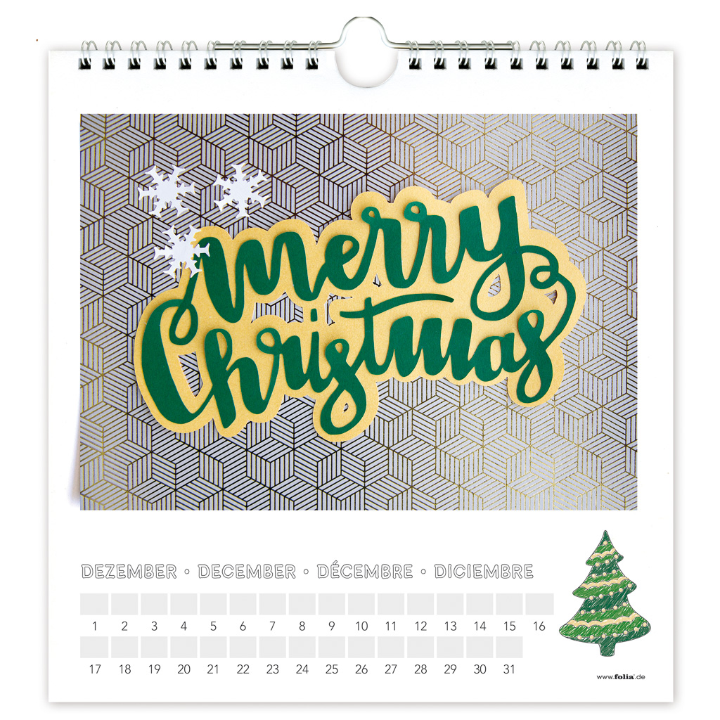 Dauerkalender im Quadrat-Format, Weiß