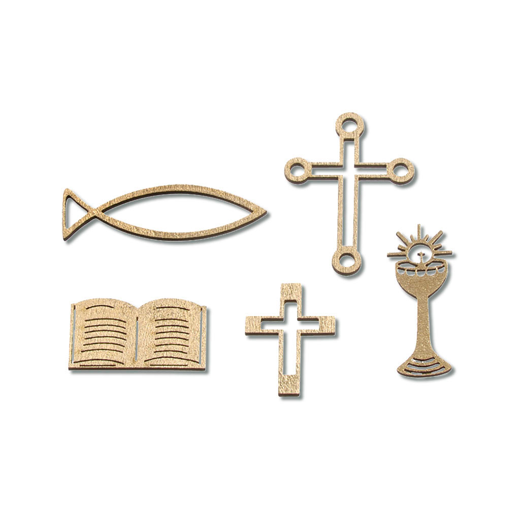 Streudeko Kommunion und Konfirmation aus Holz, 10 Stück