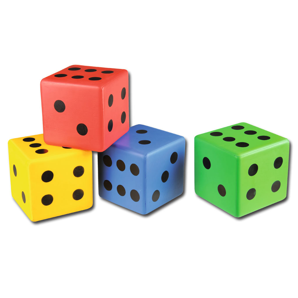 6-flächiger Augenwürfel aus Schaumstoff, 4er-Set, beschichtet