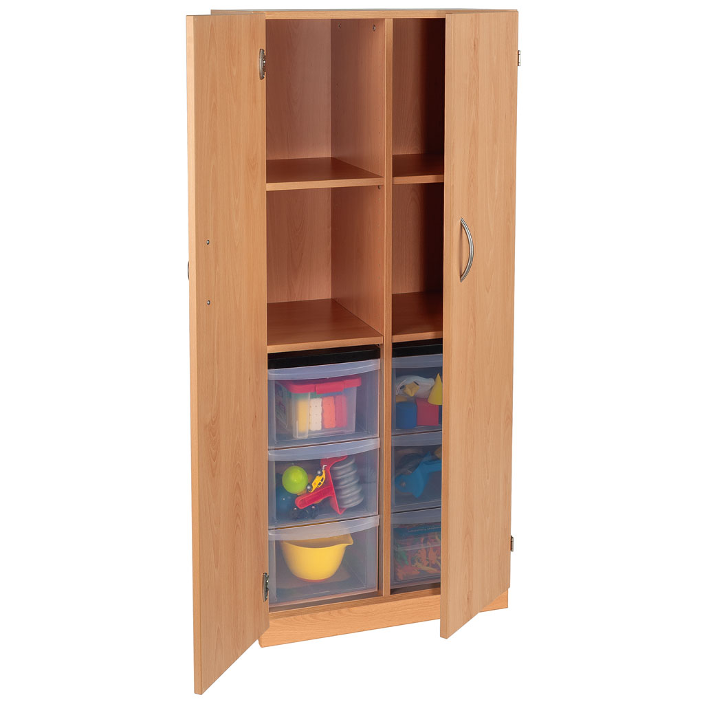 Modulus® Hohes Klassenzimmer-Regal mit Türen, 2-reihig, fahrbar oder feststehend