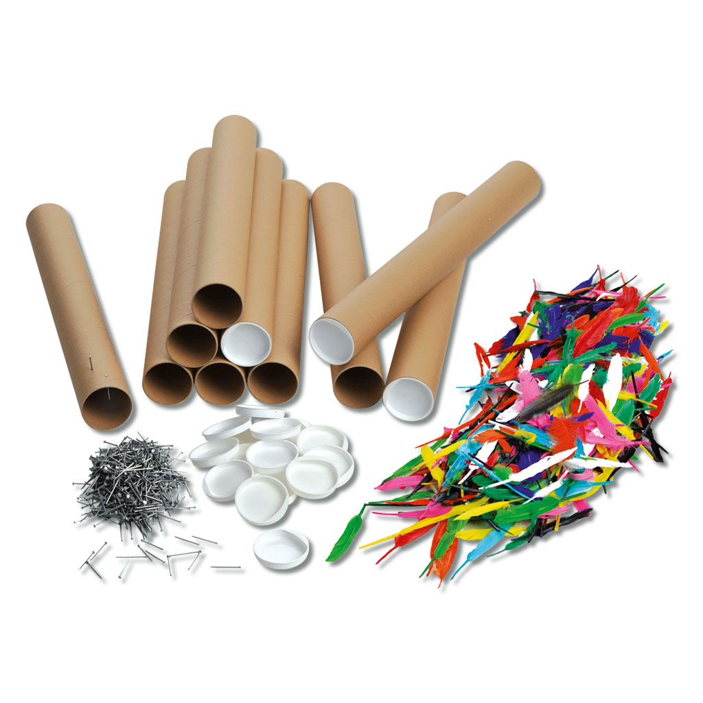 Regenmacher-Set, 10 Pappröhren mit Zubehör