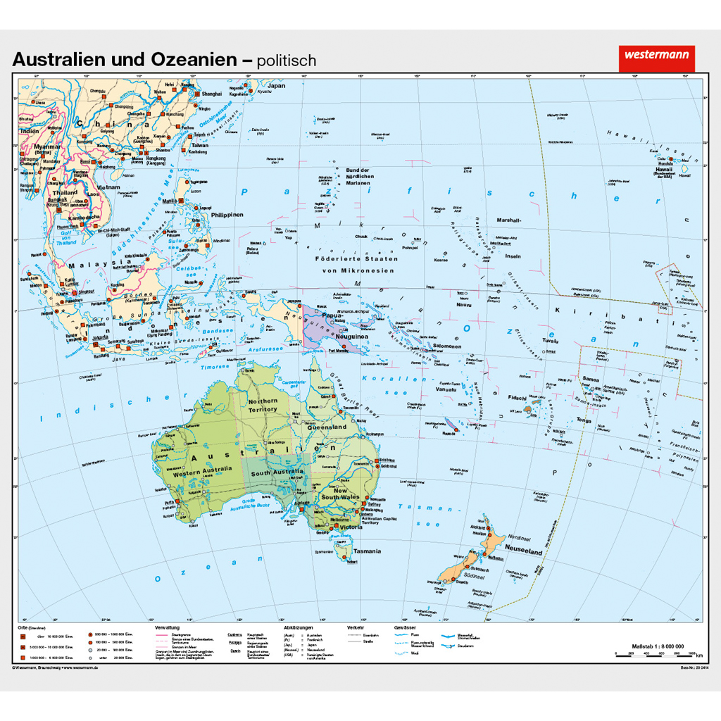 Australien & Ozeanien, VS physisch / RS politisch - in verschiedenen Varianten