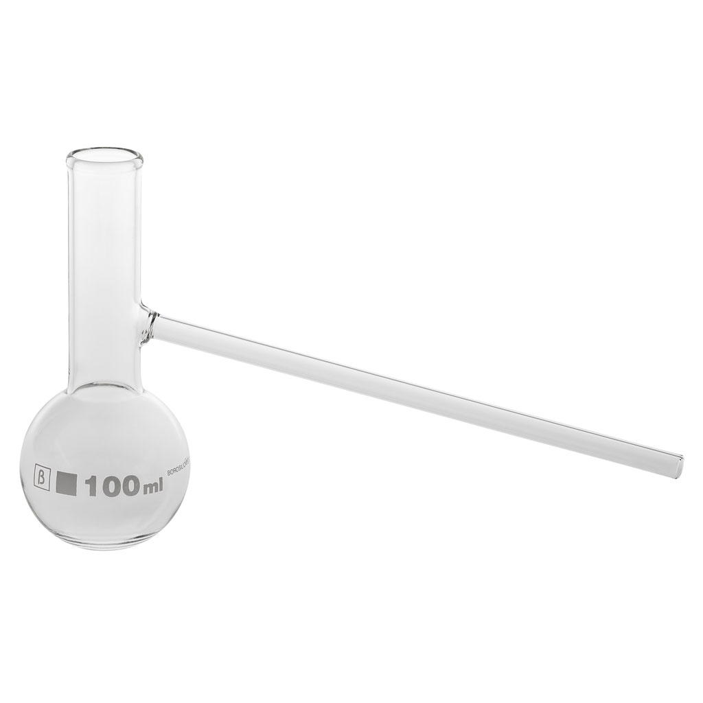 Destillierkolben mit Ansatzrohr, Borosilikatglas