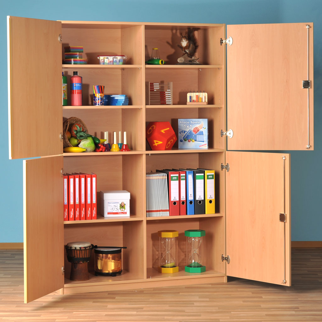 Modulus® Halbtüren-Schrank mit 4 Türen und Mittelwand, 10 Böden, 6 davon verstellbar