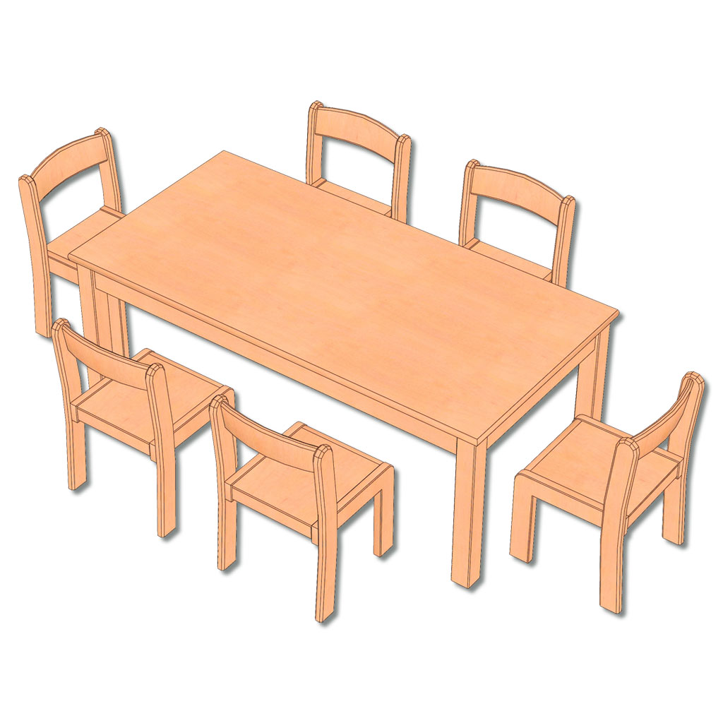 7-teiliges Möbel-Set Rechteck klein
